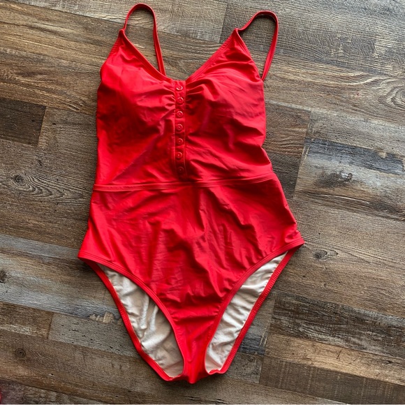 Kona Sol One Piece Button Embellished Tie Back One Piece Swimsuit - Picture 3 of 9